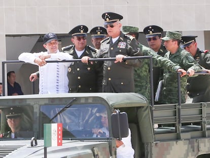 Salvador Cienfuegos Zepeda, entonces titular de la SEDENA, durante la inauguración de nuevas instalaciones militares en Cancún, en 2018.