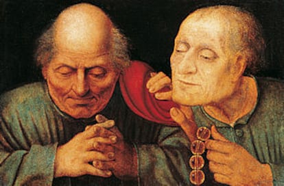 <b></b><i>Dos monjes en oración</i> (primera mitad del siglo XVI), de Quentin Metsys. OBJETO