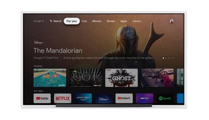 Home de inicio de Google TV.