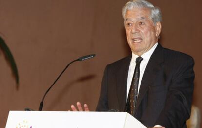 El escritor hispano-peruano Mario Vargas Llosa, el lunes en un evento en el Museo Thyssen-Bornemisza