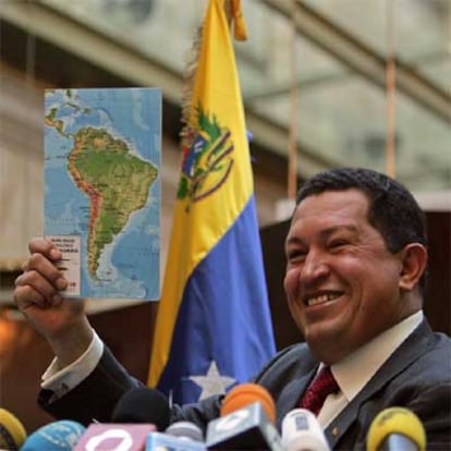 Hugo Chávez, durante su conferencia de prensa de ayer en Salamanca.