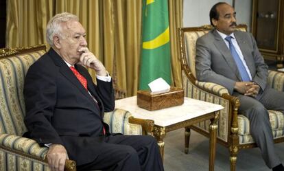 El ministro espa&ntilde;ol de Asuntos Exteriores, Jos&eacute; Manuel Garc&iacute;a-Margallo, durante la reuni&oacute;n que ha mantenido hoy con el presidente de Mauritania, Mohamed Uld Abdelaziz.