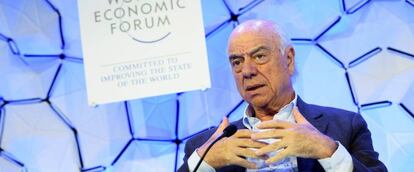 El presidente de BBVA, Francisco González, durante su intervenciónen la apertura de la 48ª Reunión Anual del Foro EconómicoMundial WEF, en Davos (Suiza)