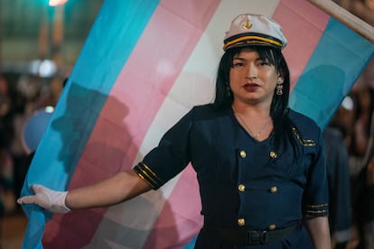 Tamara Montenegro es directora de la Fundacion Dignidad Trans y participa en YoMarchoTrans, en Bogotá, Colombia, el 15 de Julio de 2022.