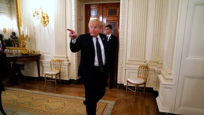 El presidente de EE UU, Donald Trump, el lunes tras una reunión en la Casa Blanca.