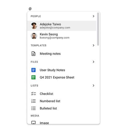 Ya puedes mencionar a otras personas en tus documentos.