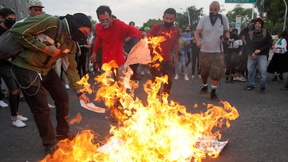 Protestas por la muerte de Giovanni López, en junio en Guadalajara.