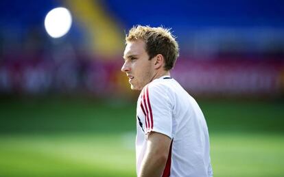 Eriksen, durante un entrenamiento de Dinamarca.