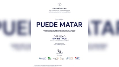 Cartel de la polémica campaña contra la obesidad de Novo Nordisk, la compañía farmacéutica fabricante de Ozempic