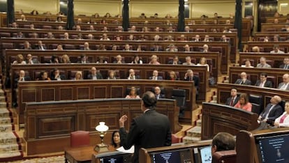 Rajoy, durante una sesi&oacute;n de control en el Congreso.