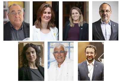 Los nuevos consejeros del Gobierno de la Generalitat. De izquierda a derecha, de arriba abajo, Joaquim Nadal, Meritxell Serret, Natàlia Mas, Carles Campuzano, Gemma Ubasart, Manuel Balcells y Juli Fernández.