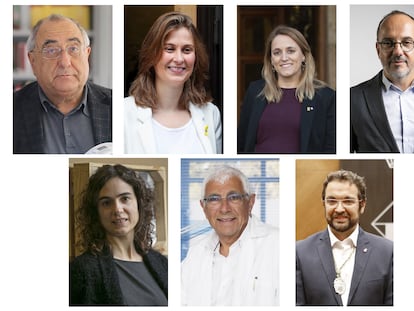 Los nuevos consejeros del Gobierno de la Generalitat. De izquierda a derecha, de arriba abajo, Joaquim Nadal, Meritxell Serret, Natàlia Mas, Carles Campuzano, Gemma Ubasart, Manuel Balcells y Juli Fernández.