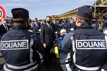 El presidente francés Emmanuel Macron el 5 de noviembre en la frontera franco-española en Le Perthus