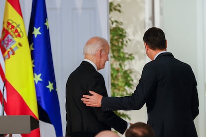 Joe Biden y Pedro Sánchez, este martes en el Palacio de La Moncloa.