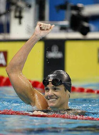 Dara Torres, tras ganar los 50 metros libre en Estados Unidos.