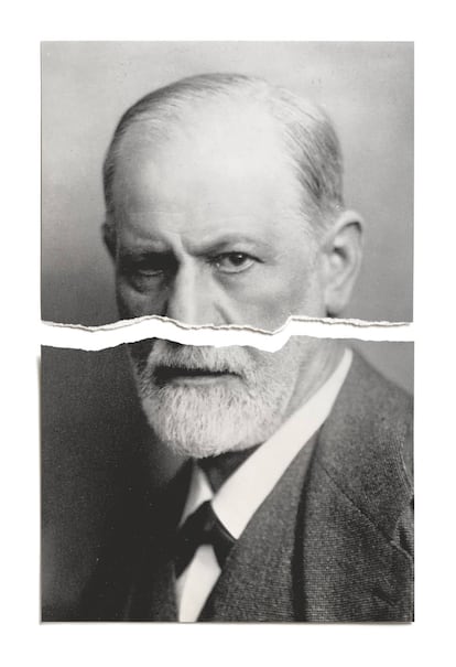 Fotomontaje con fotografía de Sigmund Freud.