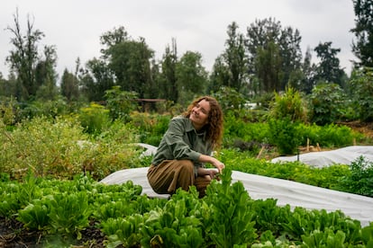 Elena Reygadas en las chinampas de Xochimilco, en Ciudad de México, el 11 de abril de 2023.