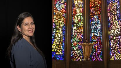 Karina Delfino  en la Basílica de Lourdes, Quinta Normal, en Santiago de Chile