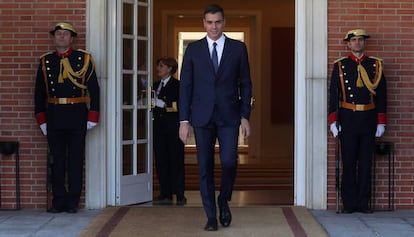 El presidente del Gobierno, Pedro Sánchez, este jueves en La Moncloa.