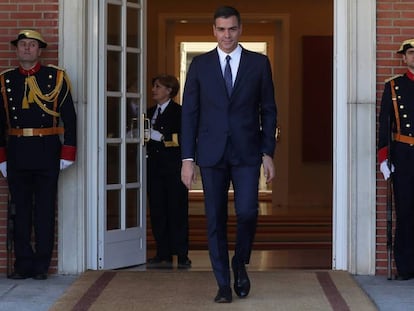 El presidente del Gobierno, Pedro Sánchez, este jueves en La Moncloa.