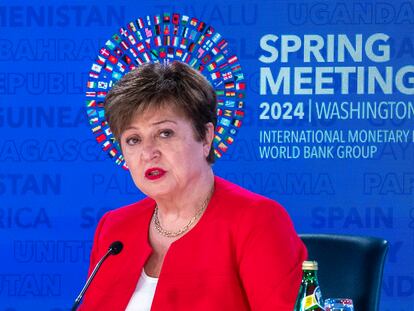 La directora gerente del Fondo Monetario Internacional (FMI), Kristalina Georgieva, este jueves en Washington.