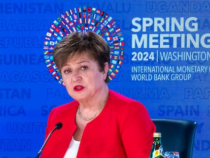 La directora gerente del Fondo Monetario Internacional (FMI), Kristalina Georgieva, este jueves en Washington.