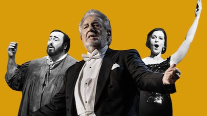 Luciano Pavarotti, Plácido Domingo y Angela Gheorghiu.