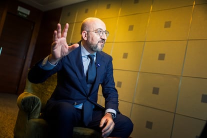 Charles Michel during the interview. 