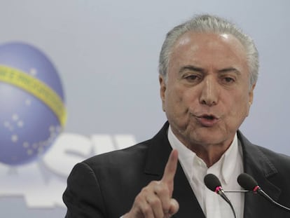 Michel Temer, em pronunciamento neste s&aacute;bado, em Bras&iacute;lia.