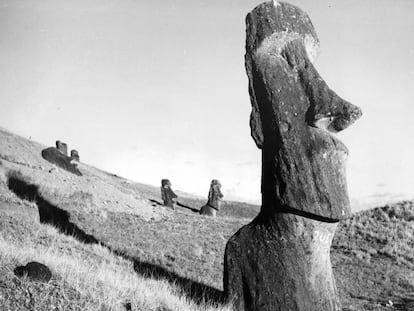 Moáis en el este de la Isla de Pascua.