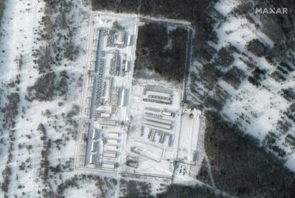 Imagen tomada por satélite de las acuartelamientos rusos en Klimovo.