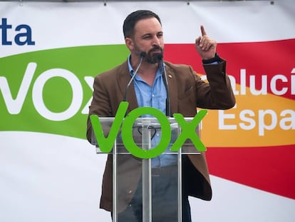 Santiago Abascal, líder do Vox, durante a campanha das eleições andaluzas