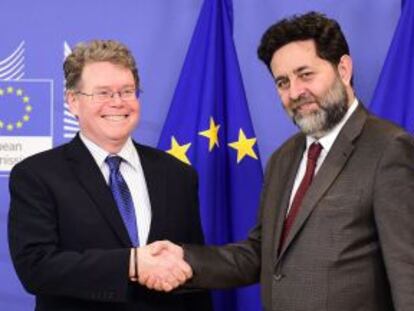El negociador comunitario del TTIP, Ignacio Garcia Bercero, junto al estadounidense, Dan Mullaney.