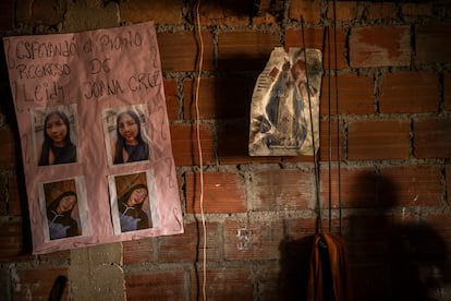 Cartel de Leidy en la casa de su familia en La Plata.