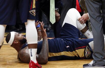 Cousins, en el momento de su lesión en el Pelicans-Rockets.