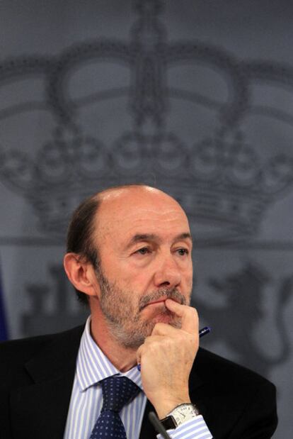 Rubalcaba, ayer durante el Consejo de Ministros.