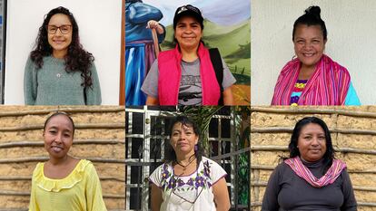 Bertha Zúñiga Cáceres, Catalina Hernández, Lucy Uriana, Carmen Yanet Sierra, Nora Tzec y Luz Ángela Uriana, algunas de las mujeres cuyas historias narra el podcast.