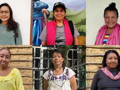 Bertha Zúñiga Cáceres, Catalina Hernández, Lucy Uriana, Carmen Yanet Sierra, Nora Tzec y Luz Ángela Uriana, algunas de las mujeres cuyas historias narra el podcast.