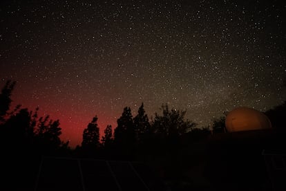 Auroras boleares vistas en La Palma, este sábado. 