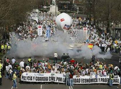 Cabecera de la manifestación de Policías Nacionales en Madrid