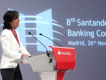 La presidenta del Banco Santander, Ana Botín, durante su intervención en la Conferencia Internacional de Banca