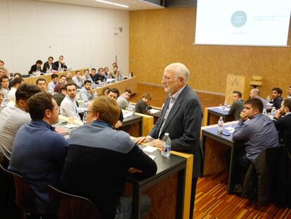 Juan Roig, presidente de Mercadona, con emprendedores de Lanzadera.