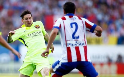 Messi durante del partido de este domingo en el Vicente Calderón.