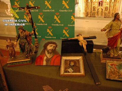 Varias obras de arte recuperadas por la Guardia Civil.