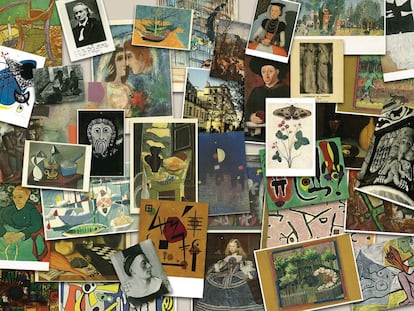 Postales que pertenecieron a Julio Cortázar y que colgaba en las paredes, una costumbre que traspasó a los personajes de 'Rayuela' y que representan parte sustancial de la presencia de las artes plásticas en la novela.