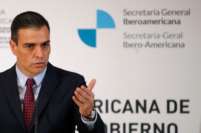 El presidente del Gobierno, Pedro Sánchez, tras la Cumbre Iberoamericana de esta semana en Soldeu (Andorra).