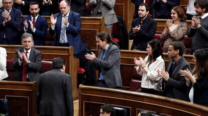 El diputado de Teruel Existe, Tomás Guitarte, tras su intervención en el Congreso.