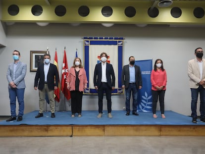 Reunión de los alcaldes del sur, esta mañana en el Ayuntamiento de Fuenlabrada.