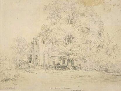 Dibujo de John Constable de la iglesia de Hyam hallado en la Biblioteca Británica.