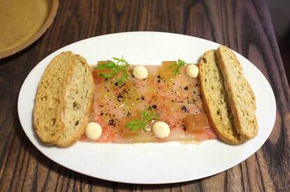 Carpaccio de gambas. Para hacerse un edredón con él.